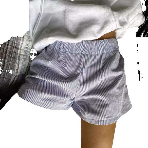 Fashion Thin Striped Patchwork Women Y2k Medium Stretch Waist Shorts with Pockets for Womens Casual Sleepwear Half Pants for Men Pants Trous