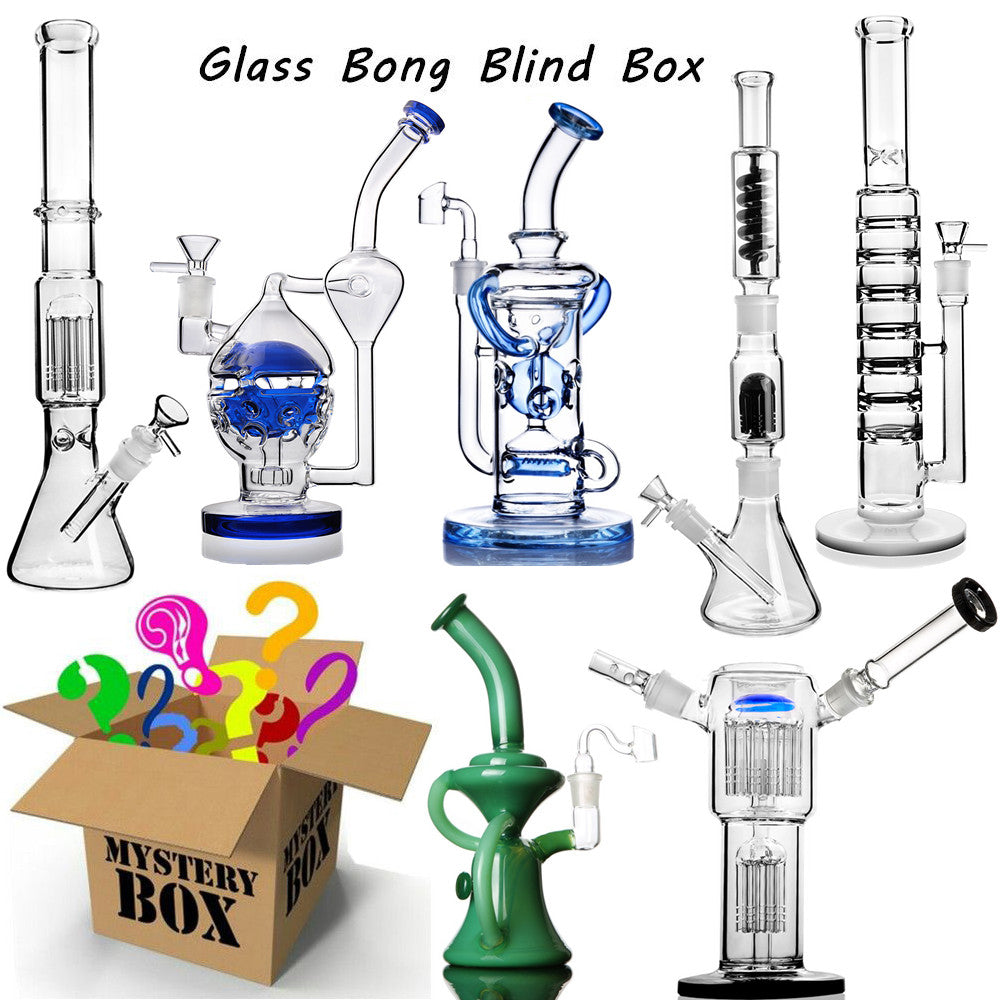 Glass Bongs Blind Box Percolator Hookahs Diffused Downstem Oil Rigs Thick Bubblers Tall Smoking Water Pipes Surprise Boxes Random Style