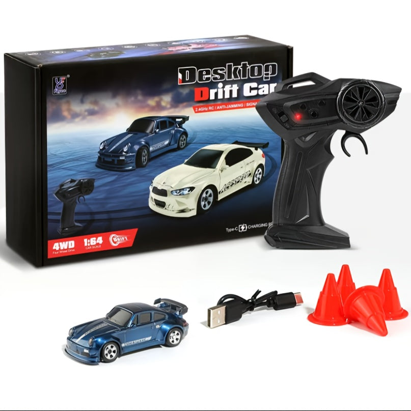 TEMU 1-64 Mini Rc Drift Car, 4wd Remote Control Racing Sports Car With Led Lights, Desktop Entertainment, Birthday Gift For Boys Kids, Christmas Gift
