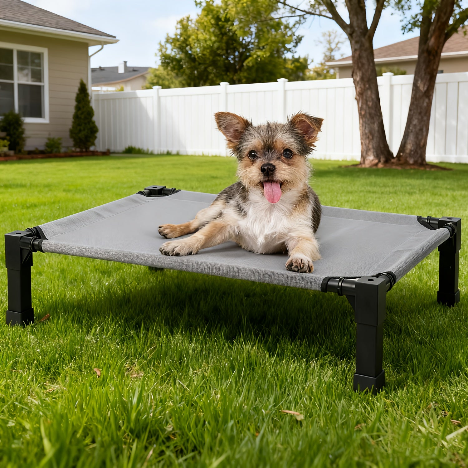 TEMU Cooling Elevated Dog Bed With Washable Breathable Mesh & Sturdy Metal-like Plastic Frame - Portable Raised Dog Cot With Feet, Heavy-duty Bed