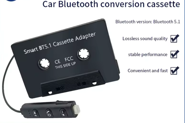 Black Vintage Style Car Wireless Box Adapter Car MP3 Player with Microphone Jack for Hands-Free Communication