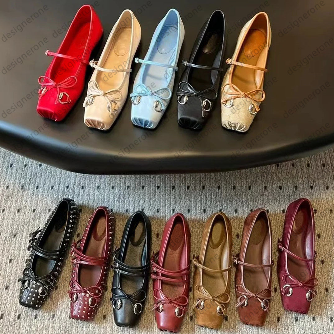 Ballet flat Paris Designer Professional Dance Shoes Satin ballerinas Bowknot Round toe Shallow Mouth Single Shoe Mary Jane comfortable flat sandals