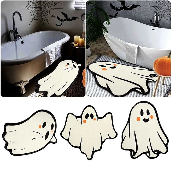 Cute haunted house carpet Halloween cartoon door anti slip bathroom carpet bathroom entrance floor mat Halloween decoration 240823