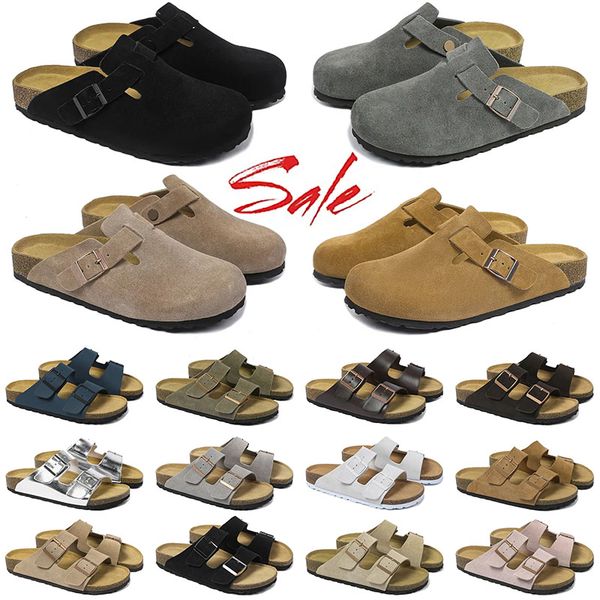 Newest Clogs Slippers Designer Sandals Men Women Cork Flat Slides Slipper Suede Snake Leather Slide Clog Flip Flops Buckle Strap Cotton Plat