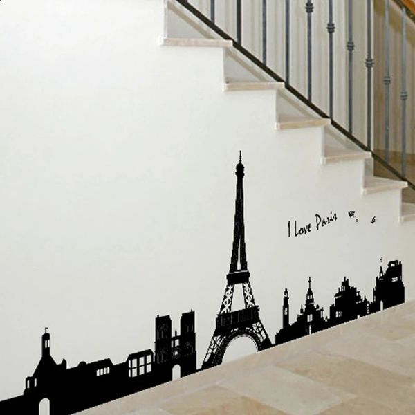 50x70cm Romantic Paris Style Wall Sticker Kids Room Decorative Sticking Tower Decal Removable Plastic Stickers 240727