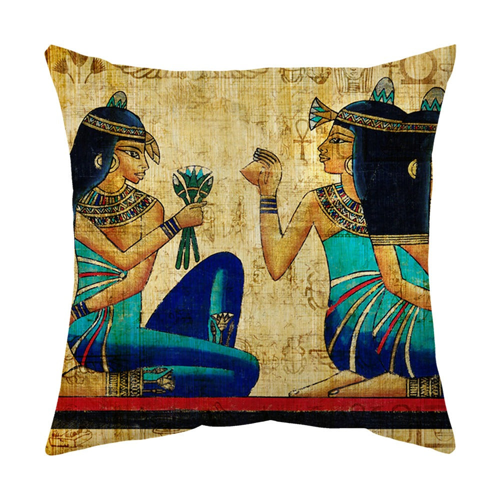 Pillow Case 45 X 45 Egyptian-Inspired African Pharaohs Artisanal Pillowcase Decorative Throw Cushion Cover
