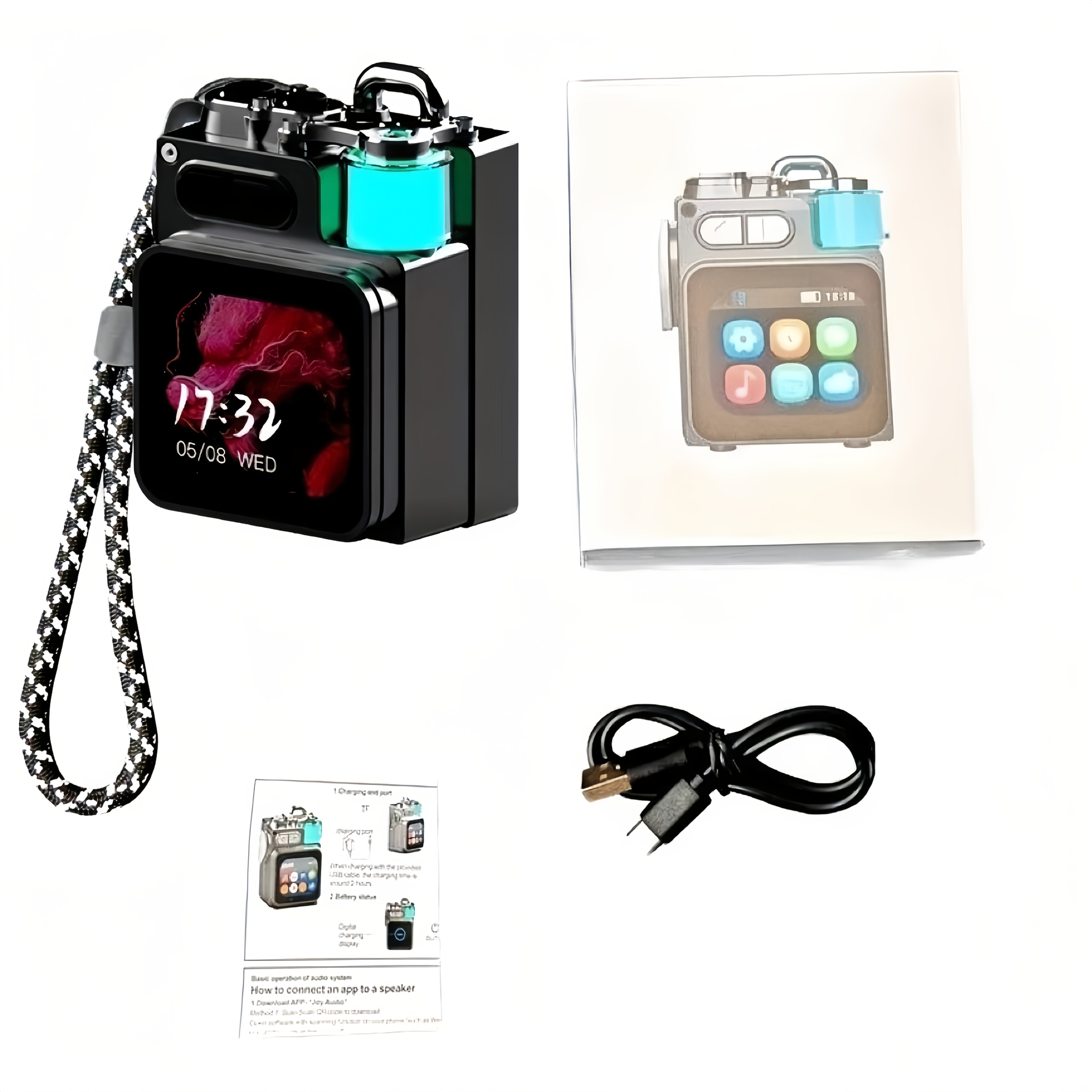 TEMU Portable Small Touch Screen Speaker, Speaker With Led Screen Display, Small Mini Shower Punchy Bass Speaker, Rgb Lighting Effects, Wireless