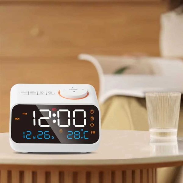 Digital Alarm Clock Fm Radio Dimming Rechargeable Temperature Humidity Meter With Snooze Watch Table Clock Decor Y250114