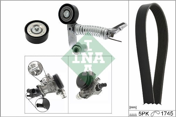 Water Pump + V-Ribbed Belt Set INA 529 0319 30
