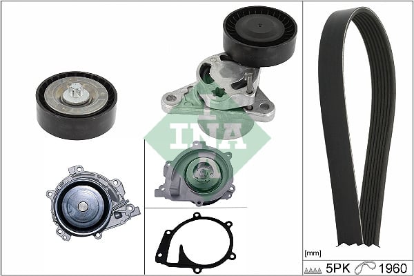 Water Pump + V-Ribbed Belt Kit INA 529 0487 30
