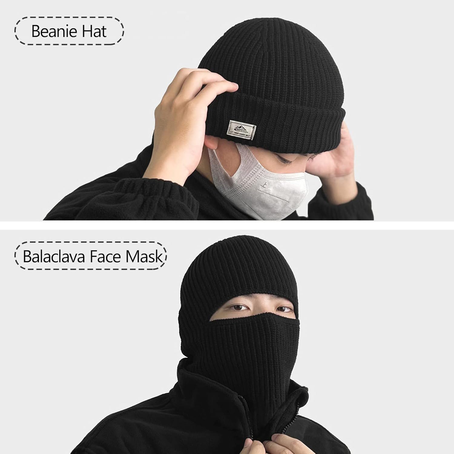 TEMU Dual Use Hats, Balaclava Face Masks For Men And Women Winter Knitted Hats, Winter Warm Knitted Face Masks Ski Masks Motorcycle Running Cycling