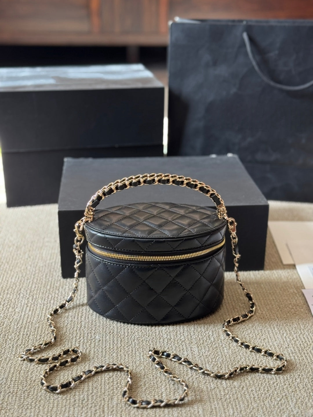 Mini Denim Makeup Handbag Girls Designer Cosmetic Shoulder Bag Vintage Washed Denim Check with Sliver Logo Matelasse Chain Cross Body