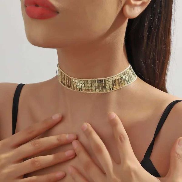 Sparkling Gold Silver Color Crystal Collar Chain Choker Necklace Bridal Women Wedding Party Rhinestone Choker Jewelry GiftsX240918