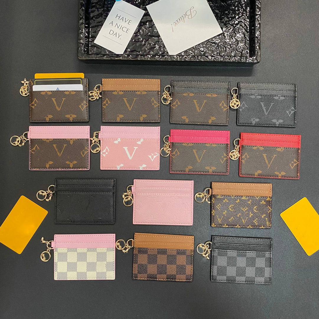 Luxury Designer Credit Card Holders Mini Wallets High Quality For Men Women Genuine Leather Old Flower Classics Pure Color Card Holder Purses Wallet