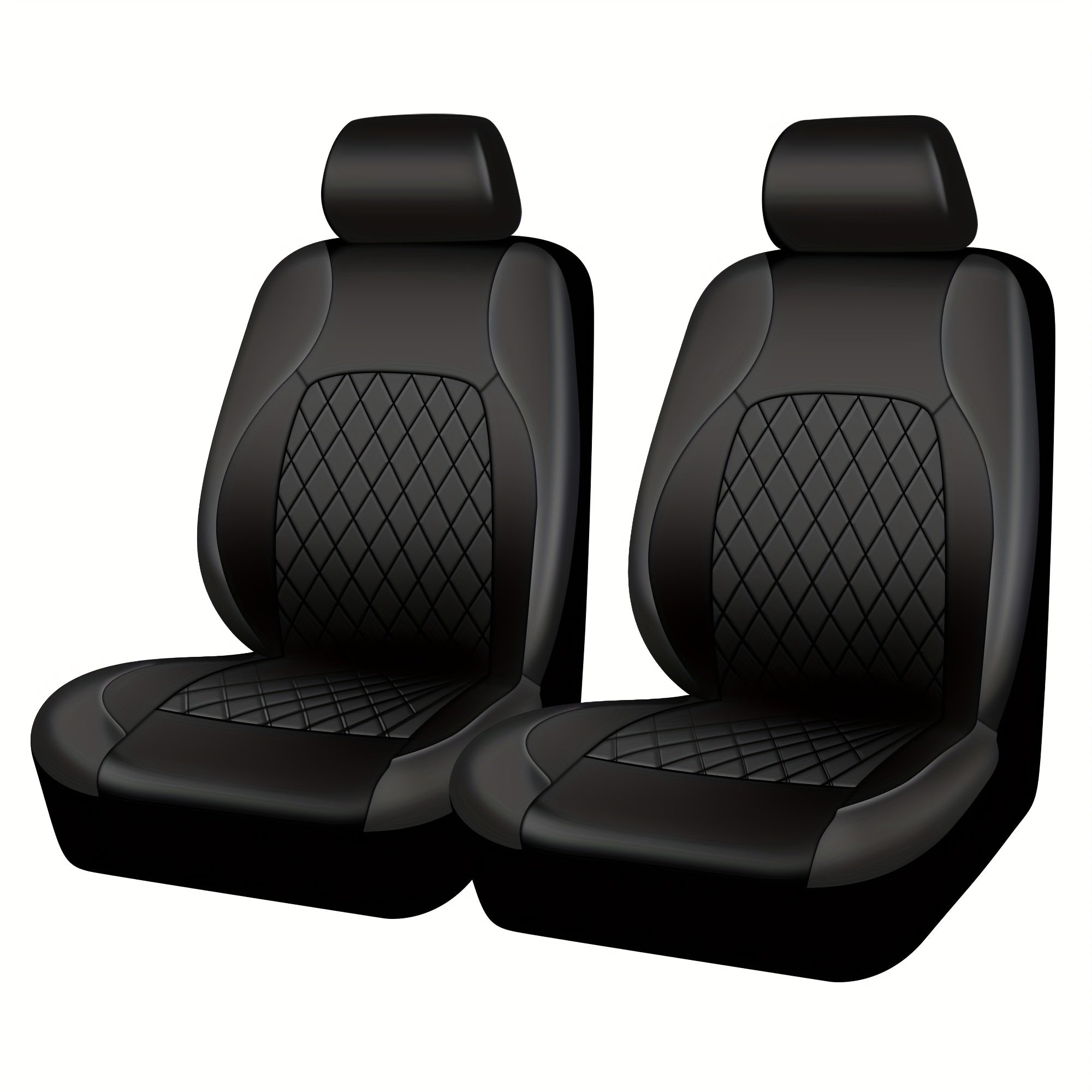 TEMU Seat Covers Synthetic Leather Black With Red Piping & Cushioned Foam Padding - Heavy-duty Double-stitched , Headrest & Lumbar Compatible For