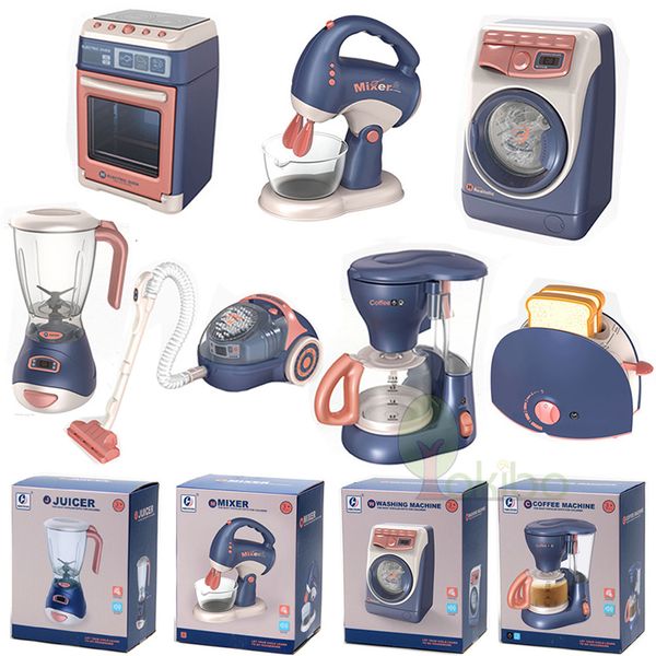 Kitchens Play Food Mini Household Appliances Kitchen Toys Children Pretend Washing Machine Vacuum Cleaner Toy Toaster Cooker Girls Boys 2303