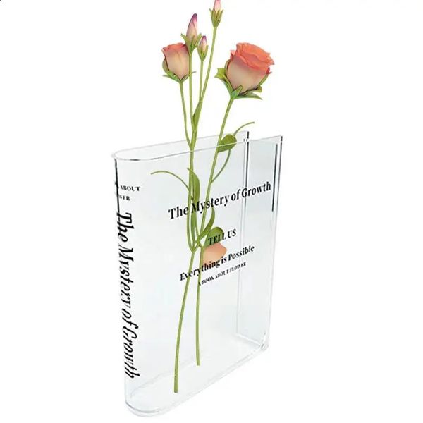 Clear Book VaseClear Book Flower VaseClear Book Vase for FlowersClear Bookshelf Decor for Floral Arrangement Home Decor 240731