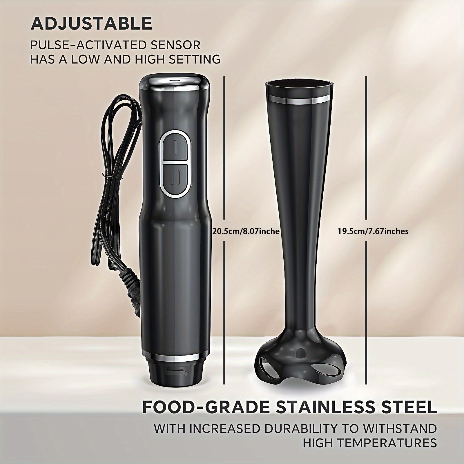 TEMU Lalayuan Powerful Handheld Blender, 304 Stainless Steel Blades Portable Stick Mixer, Electric Blender, 2-speed 400w Turbo Mode, Electric Hand