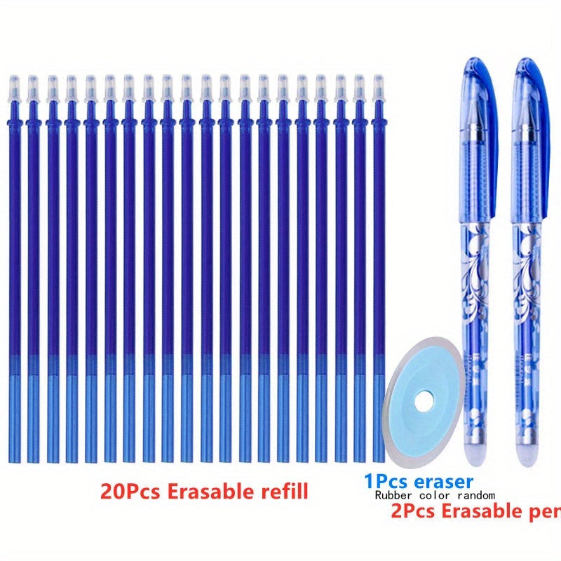 TEMU 1 Pack Erasable Gel Pen Set, Erasable Pens + Refills + Erasers 0.5mm Erasable Pen Office School Stationery