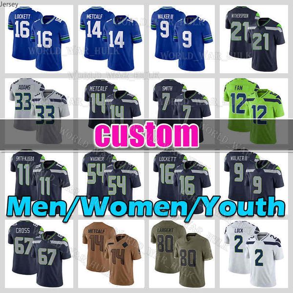 Seahawks Football Jersey Custom Personalized Breathable Polyester Men-Women-Youth 2024 Jersey
