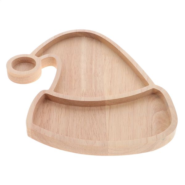 Christmas Theme Serving Tray Santa Hat Shaped Wooden Table Serving Platter Snack Platter for Xmas Charcuterie Cheese Food Fruit 241120