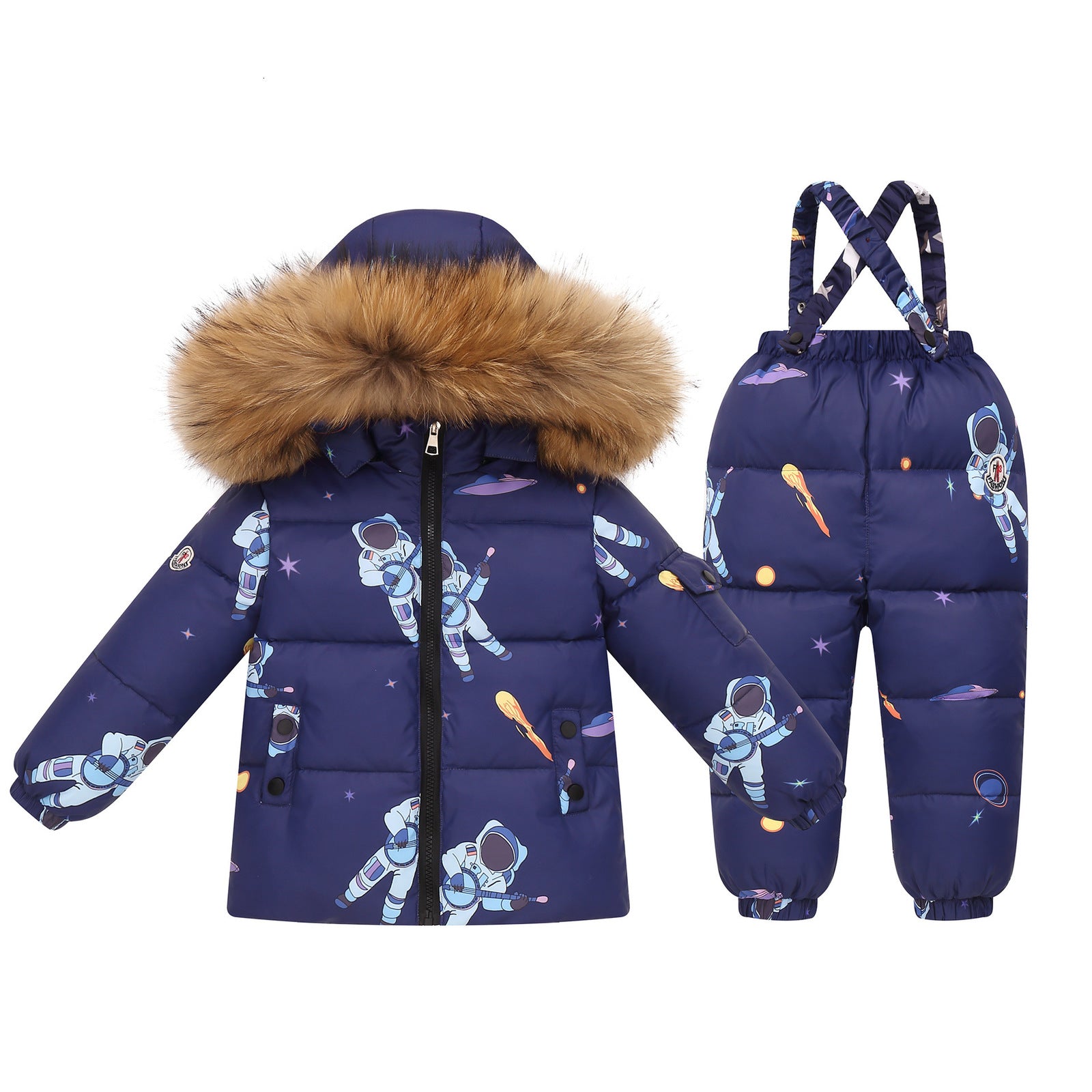 Kids Winter Down Jacket Shiny Raccoon Fur Collar Toddler Boys Hooded Coat Baby Girls Warm Snowsuit Childrens Parkas 240913