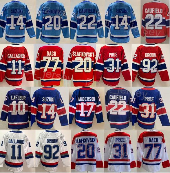 Men 2023 Reverse Retro Hockey 22 Cole Caufield Jersey 11 Brendan Gallagher 31 Carey Price 92 Jonathan Drouin 14 Nick Suzuki Josh Anderson Ki