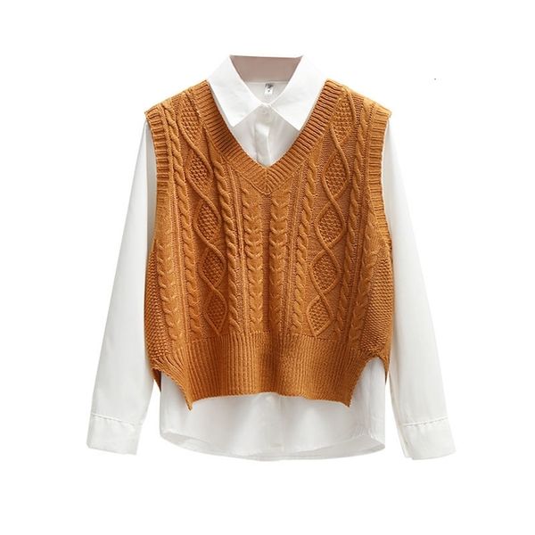 Korean Style Fashion Women Sweater Vest 2024 Spring Fall Sleeveless Knitted V Neck Pullovers Female Jumper Top Outerwear 241121