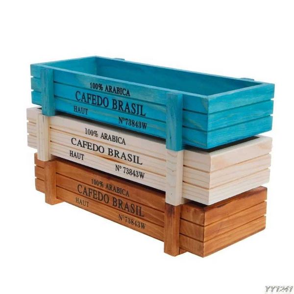 Planters Pots Garden pot decoration Vintage juicy wooden box Flat noodles box Rectangular table flowerpot gardening equipment - W110Q240517