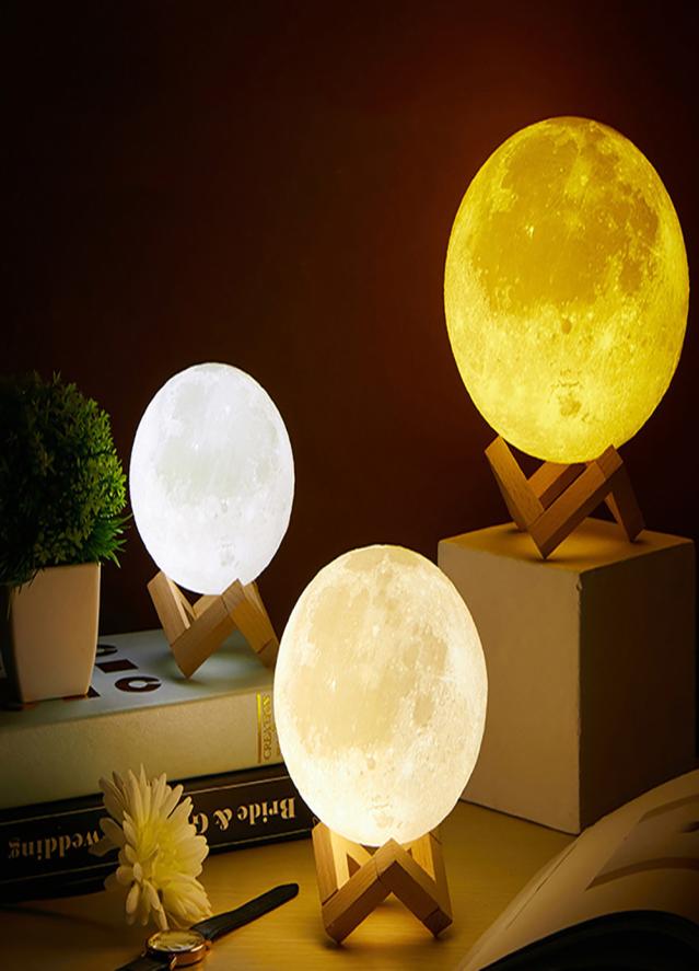 2022 3D Moon Lamp Starry Sky Light gadgets with Stand Romantic Night 315inch Painted Bedside Lamp Lover Birthday Thanksgiving4878590