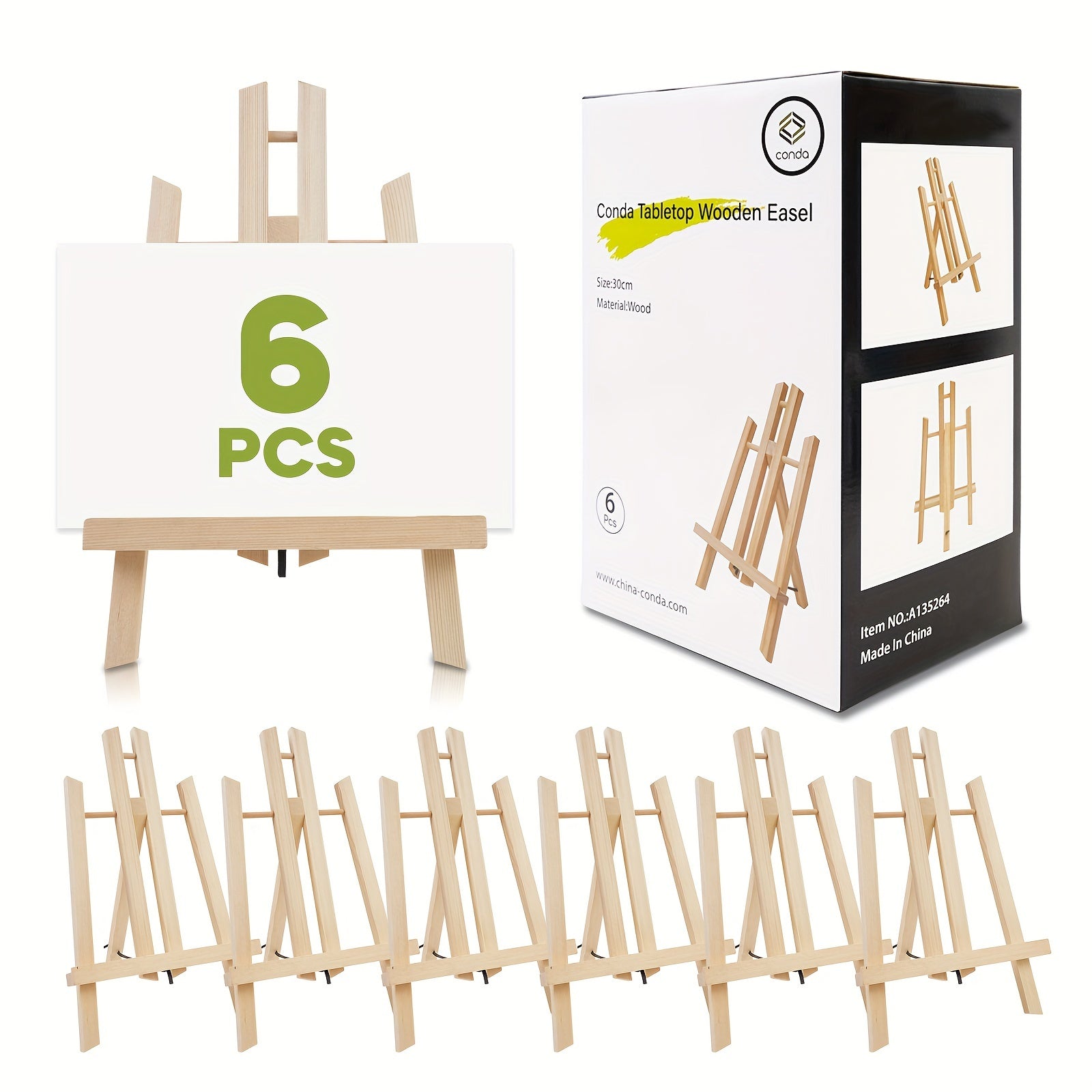 TEMU Conda 6pcs 11.8'' (30cm) Tabletop Easel Set - Adjustable Tripod Display Stand For 12x16 Canvases-photos-artwork, Foldable Portable Easels With