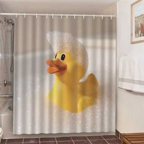 Funny Bathing Rubber Ducklings Shower Curtains Kids Home Bathroom Decor Blackout Screen Waterproof Fabric Bath Curtain Cortina Y240815