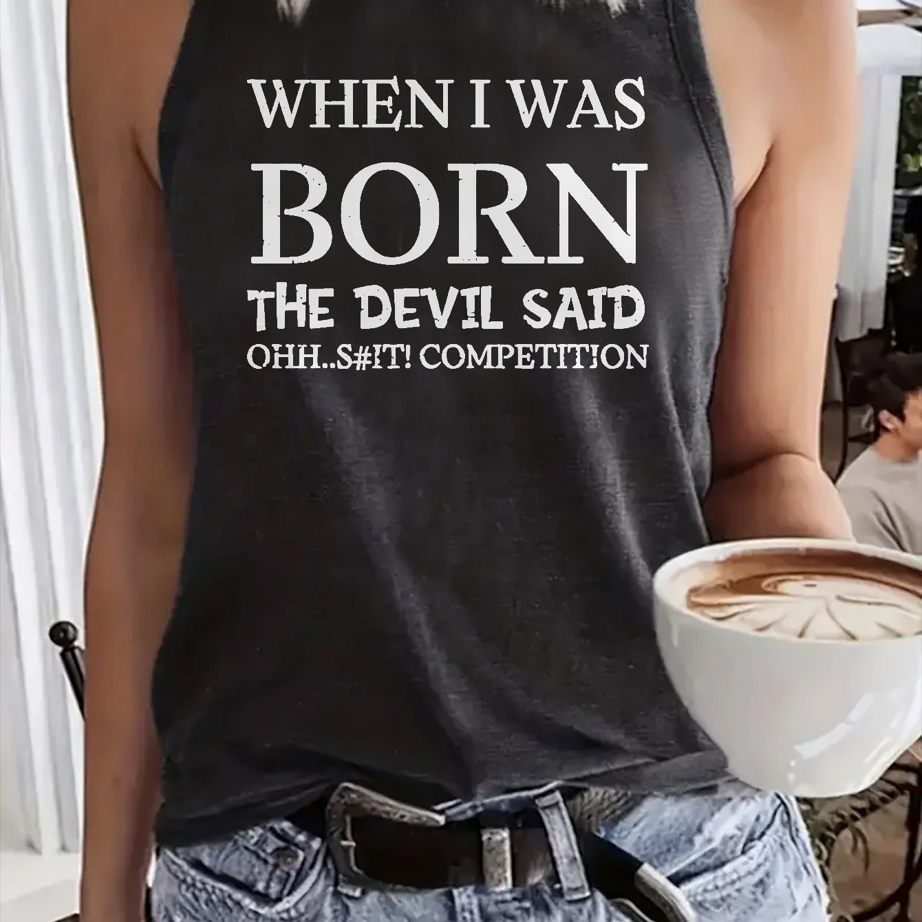 TEMU Women's Sleeveless Vest - Circle Print Round Neck Lightweight Breathable T-shirt, Casual Loose Fit Summer Beachwear Top With Blue Nautical