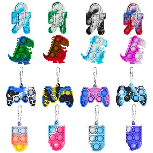 Decompression Toy 10-30-50Pcs Mini Push Bubble Sensory Fidget Toys Keychain Simple Dimple Squishy Anti Stress Reliever For Adult Kids Fidget