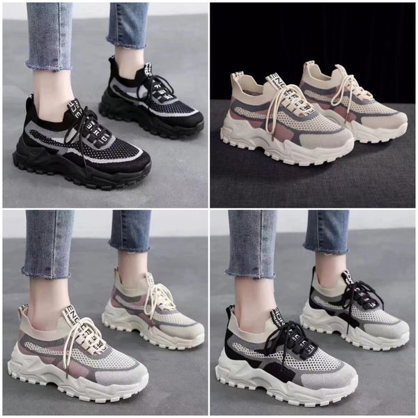 Free Shipping jogging shoes men women platform sneakers Black White Pink Breathable mesh Beige mens trainers outdoor Rubber thick bottom ten