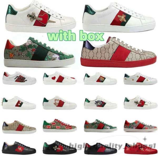 designer mens women casual shoes with box sneakers Low shoes trainers high quality Tiger Embroidered Black White Green Stripes Walking Sneak