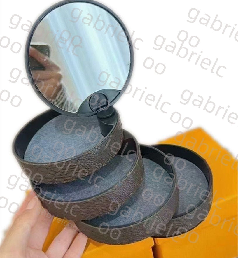 Designer Brown Jewelry Box Jewelry Necklace Ring Hair Rope Storage Box with Mirror 4-layer Storage Box Gift Box