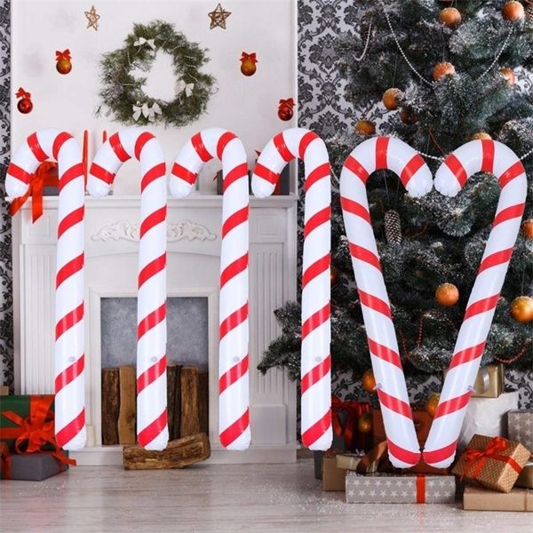 Christmas Decorations 90cm Inflatable Christmas Candy Cane Stick Balloons Outdoor Candy Canes Decor for Xmas Decoration Supplies Navidad 220