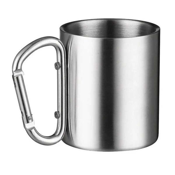 400ml Stainless Steel Double Wall Mountaineering Mugs with Handle Coffee Cups Creative Water Outdoor Beer Milk Cup DrinkwareM240803