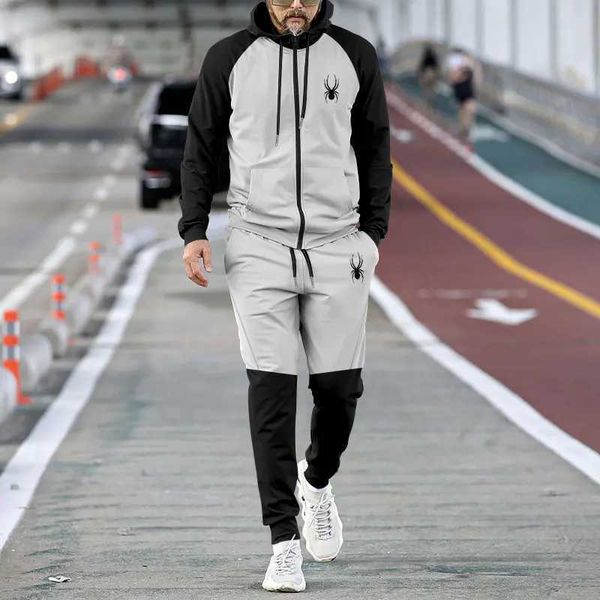 Testes masculinos 2024 Spring Autumn Europe e os Estados Unidos Mens New Zipper impressão de lazer com capuz Sports Confortável