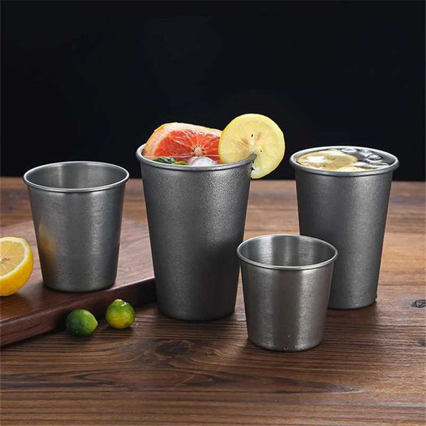 Retro Stainless Steel Beer Coffee Mug Microwave Safe Milk Juice Tumbler Office Tea Water Cup Bar Kitchen Party Drinking ToolsM240803