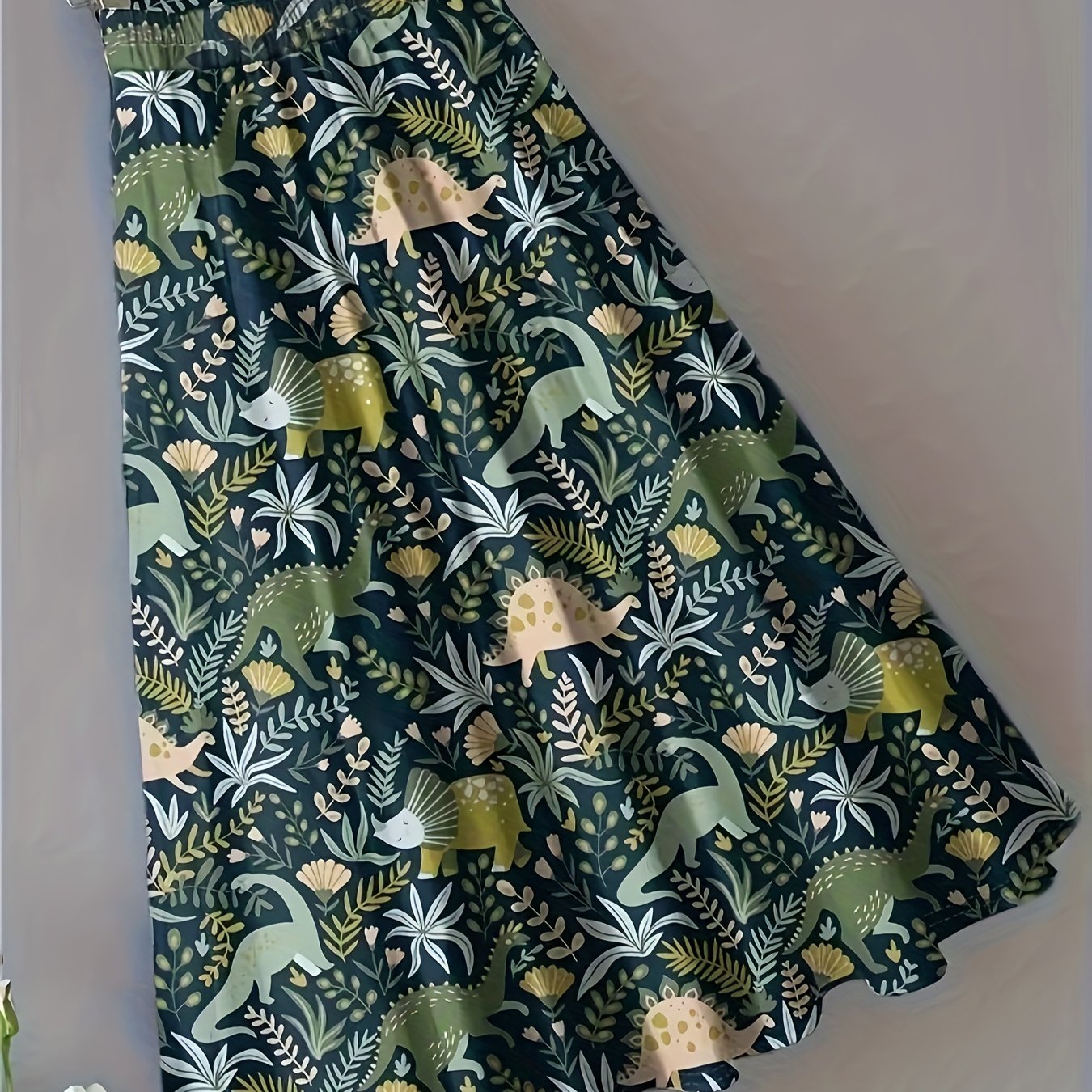 TEMU Women' Dinosaur Print Skirt, 100% Polyester Knit Fabric, , Young Pattern Midi-length