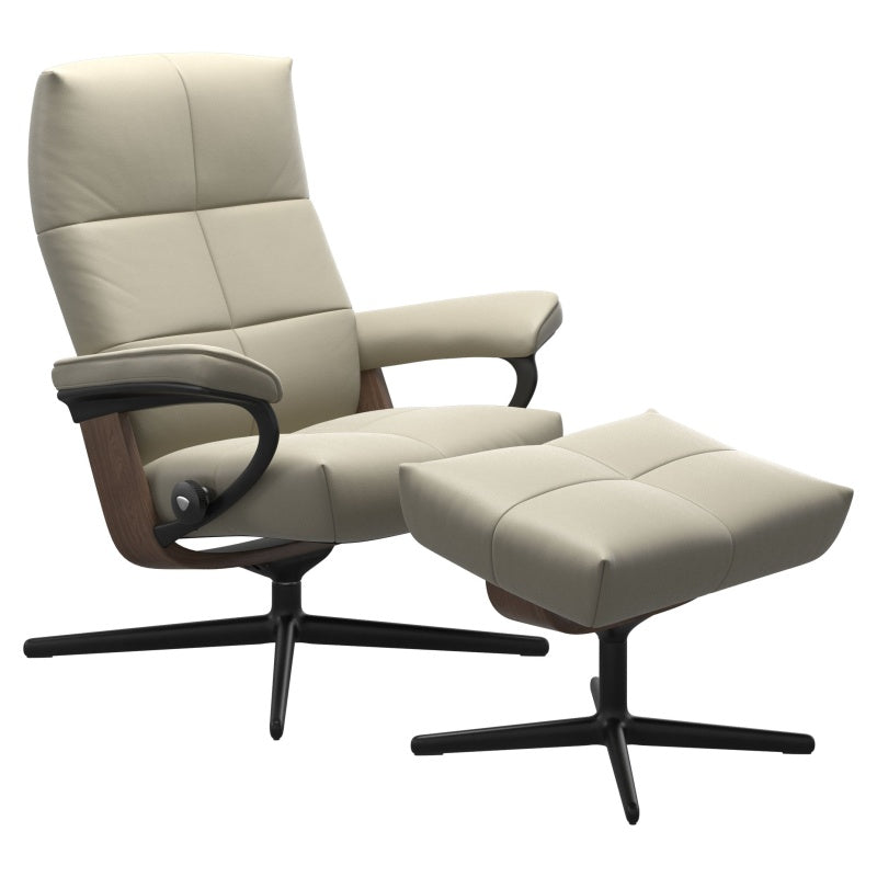 Stressless David Chair and Footstool With Cross Base - Medium - Cori Leather