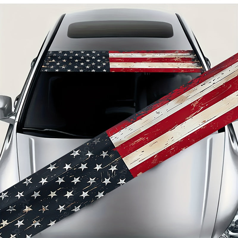 TEMU 1pc American Flag Car Decal - Waterproof, Scratch-resistant, Self-adhesive Vinyl Sticker - Us With Red, White, Blue - For Cars, Trucks, Suvs,