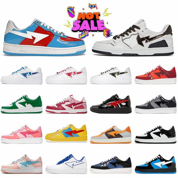 Dhgates Luxury Calfskin Jogging bapestaas Skateboarding Trainers Womens Mens Platform SK8 Stas Shark Face Designer Casual Shoes Low Leather