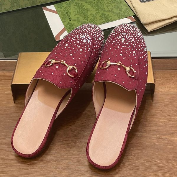 Designer Ladies Lazy Slippers Casual Flat Slippers with Buckle, Women Wear Office Shoes Luxury Designer Espadrilles Factory Shoes 35-42 with