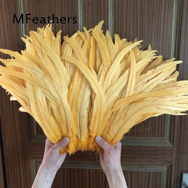 Other Hand Tools Wholesale 100PCS Gold Yellow Dyed 30-35 CM 12-14 Inches Rooster feathers OR Chicken feather For DIY Handmade Clothes Access
