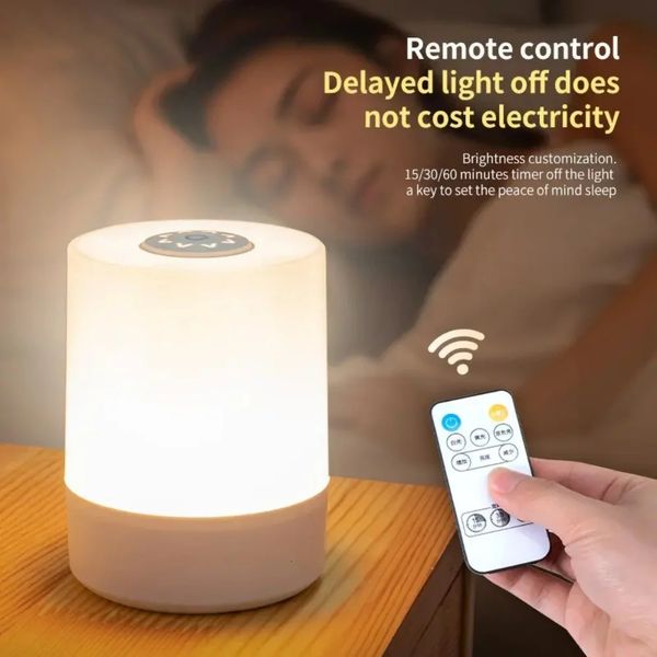 Led Night Lighting Lamp Remote Control USB Rechargeable Wireless Night Light For Bedside Warm Lamp Decoration Desk Night Lamp 241216