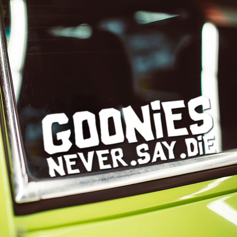 TEMU Goonies Say Die (8&; X 3&;) Die Cut Vinyl Decal- Bumper Sticker For Windows, Trucks, Cars, Laptops