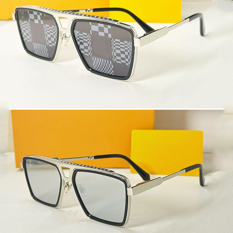 1.1 Evidence Metal Square Sunglasses Gradient Z1582U Fashion Pilot V Mirror Frame Womens Beach Party Driving Mirror Frame Top Letter Pattern with Or